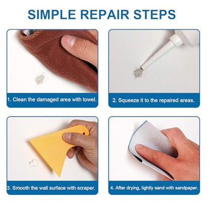 2Pcs Wall Repair Paste Tube, Drywall Repair Kit, Quick Drying Wall Mending Agent Spackle Wall Repair Kit with Scraper and Sandpaper for Holes Cracks Scratches Home DIY Use
