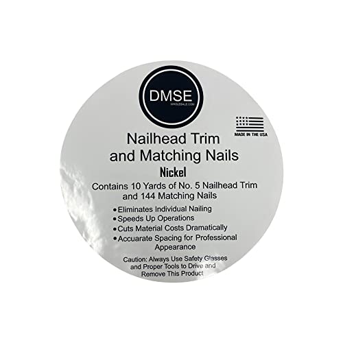 DMSE Decorative Upholstery Nailhead Tackstrip Trim with Nails (Nickel, 10 Yards) - color: Nickel