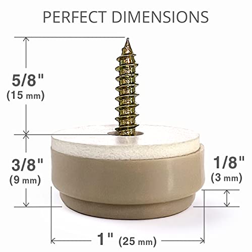 Chair Glides X-PROTECTOR –8 PC 1" Furniture Glides – Screw-On Chair Sliders - size: 1 inch (8 pieces) - Beige