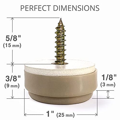 Chair Glides X-PROTECTOR –8 PC 1" Furniture Glides – Screw-On Chair Sliders - size: 1 inch (8 pieces) - Beige