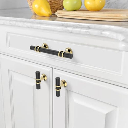 Amerdeco 10 Pack Matte Black and Gold Cabinet Pulls 3 Inch(76MM) Hole Centers Kitchen Cabinet Handles Cabinets Hardware Drawer Pulls ZH0058 - color: Gold+Matte Black, size: 3"/76MM Hole Center