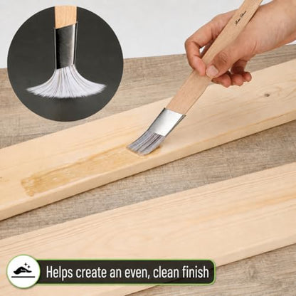 Bates- Detail Trim Paint Brushes, 4 Pack, 6/12/16/25mm, Angled Cutting-in Brushes with Wooden Handles & Synthetic Bristles for Precise Edging, Touch-Ups, Door Frames, Baseboards & Painting Projects
