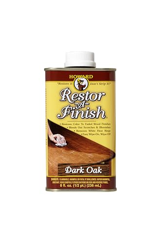 HOWARD - Restor-A-Finish: Restore Your Dark Oak Wood Finishes Repair Scratches, Eliminate Stains, White Heat or Water Rings and More. Safe on Furniture, Trim, and All Finished Wood. Size: 8 Fl oz - color: Dark Oak, size: 8 oz