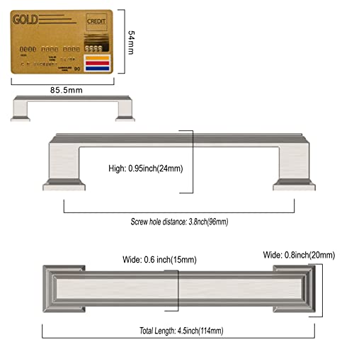 Amerdeco 10 Pack Brushed Satin Nickel Cabinet Pulls 3-3/4 Inch(96mm) Hole Center Cabinet Hardware Kitchen Cabinet Handles for Bathroom Drawer Pulls Dresser Pulls ZH0001 - color: Brushed Satin Nickel, size: 3.75" hole center, style: 10 Pack