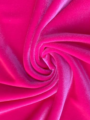Premium Stretch Velvet Fabric by The Yard - Wrinkle-Resistant - Soft - Upholstery Fabric - Polyester Spandex Blend - for Clothing and Crafts - Resistant – 58-60 Inches Wide (Neon Pink, 1 Yard) - color: Neon Pink, size: 1 Yard