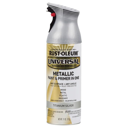 Rust-Oleum Universal All Surface Metallic Spray Paint, Titanium Silver - color: Titanium Silver, size: 11 Ounce (Pack of 6)