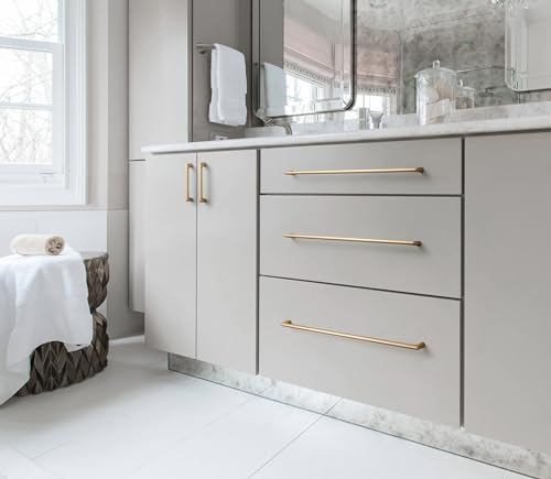 Goo-Ki Brushed Copper Cabinet Pulls with 7.6''Hole Centers, Modern Style Zinc Alloy Cabinet Handles for Dresser,Wardrobe,Cupboard- 6 Pack - color: Champagne Bronze, size: 3'' Hole Centers