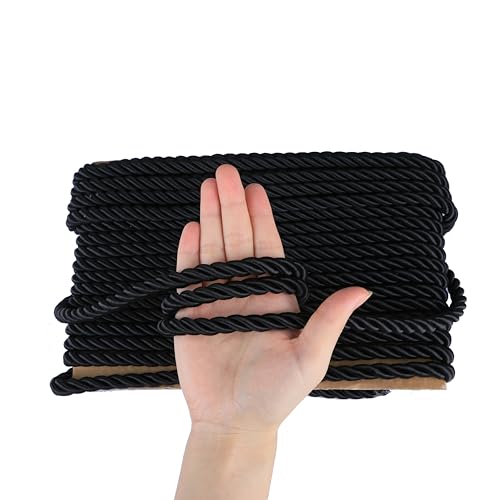 10 Yards / 1cm Twisted Rope Cord Trim Nylon Rope Thread String for DIY,Home Decor,Sofa Furniture Decoration- (Black, 10 Yard) - style: black
