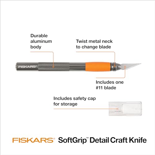 Fiskars 6" Detail Craft Knife, Exacto Hobby Utility Knife, Durable Aluminum