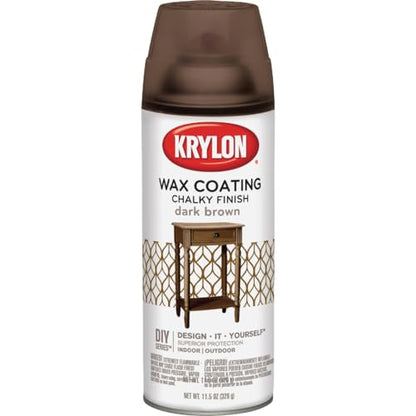 Krylon 135513 Chalky Finish Aerosol Spray Paint 12oz, Dark Brown Wax Coating - color: Dark Brown Finishing Wax, size: 12 Ounce (Pack of 1)