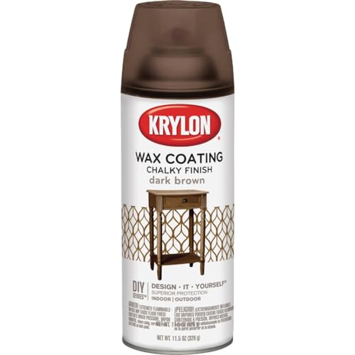 Krylon 135513 Chalky Finish Aerosol Spray Paint 12oz, Dark Brown Wax Coating - color: Dark Brown Finishing Wax, size: 12 Ounce (Pack of 1)