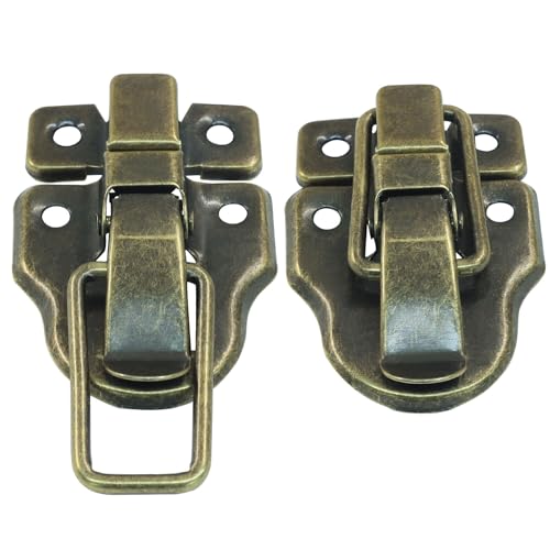2 Pack Retro Duckbilled Toggle Hasp Latch Bronze - color: Bronze