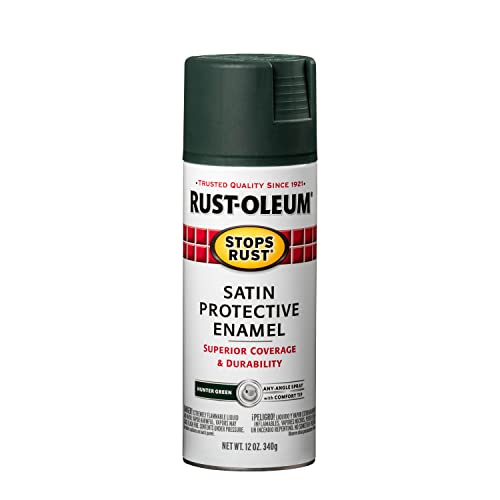 Rust-Oleum Stops Rust Spray Paint, Satin Hunter Green - color: Satin Hunter Green, size: 12 Ounce (Pack of 1)