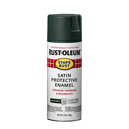 Rust-Oleum Stops Rust Spray Paint, Satin Hunter Green - color: Satin Hunter Green, size: 12 Ounce (Pack of 1)