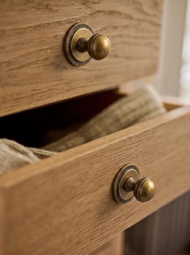 Goo-Ki Cabinet Knobs with Backplate, Antique Brass, 6 Pack - color: Antique Brass, style: Radiant Crest Style