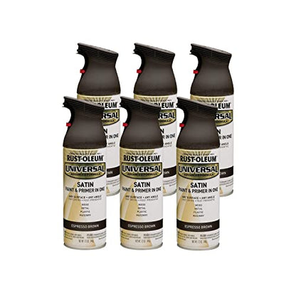 Rust-Oleum Universal All Surface Spray Paint, Satin Espresso Brown - color: Espresso Brown, size: 12 Ounce (Pack of 6)