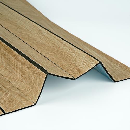 Self Adhesive Brown Wood Panel 3mm Thick Wood Slat Acoustic Panel - color: Brown, size: 15.7" x 78"