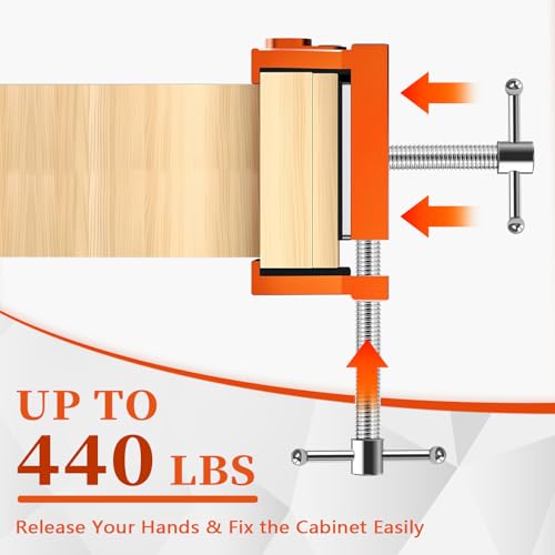 Cabinet Clamps, Professional Wood Joinery Alignment Tool, Adjustable Panel Clamping System for Cabinet Building, 4-Point Positioning Clamps, 2 Pack, Orange