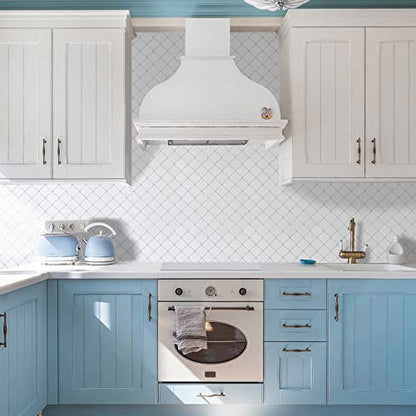 STICKGOO Arabesque Peel and Stick Backsplash Tile for Kitchen, White - color: White