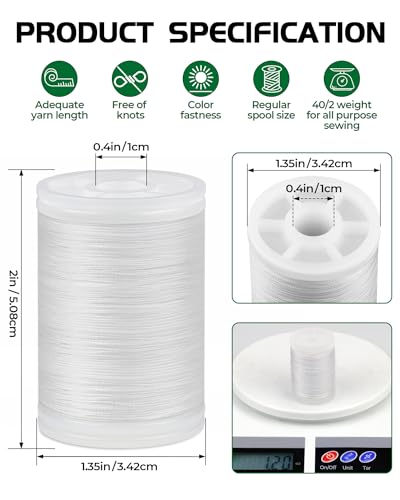330 Yards FIVEIZERO Extra Strong Upholstery Thread,White Bonded Nylon Thread for Denim Leather,Craft,Machine,DIY and Home (2 Pack) CJ - color: White