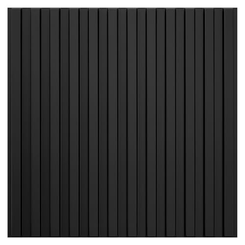 STICKGOO 3D Slat Wall Panels, PVC Fluted Wall Decor, 12 Tiles, Black - color: Black