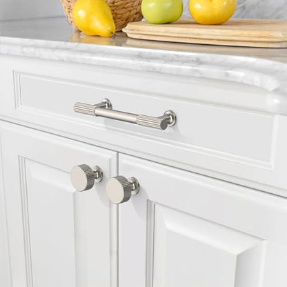 Amerdeco 10 Pack Brushed Satin Nickel Cabinet Pulls 3.75 Inch(96MM) Hole Centers Kitchen Cabinet Handles Hardware Kitchen Handles for Cabinets Cupboard Handles Drawer Pulls ZH0071 - color: Brushed Satin Nickel, size: 3.75"/96MM