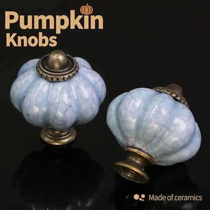 12pcs Ceramic Pumpkin Knobs - Blue Crackle - style: Blue Crackle