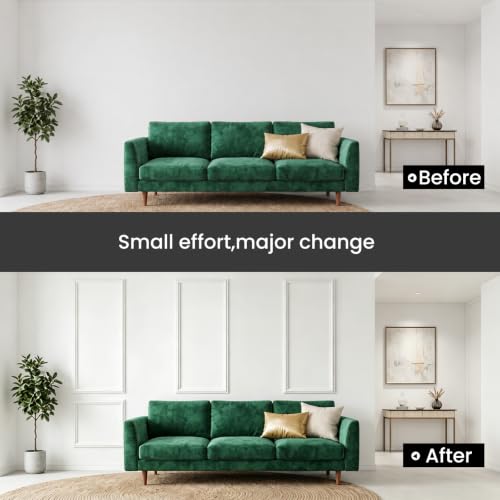 3 Sets Framed Premade Peel and Stick Wall Molding Kit – Pre-Cut Wainscoting Panels Set, Self-Adhesive Installation for Living Room, Bedroom Accent Wall Decor（54 * 24IN-24 * 24IN） - size: 54 * 24IN-24 * 24IN