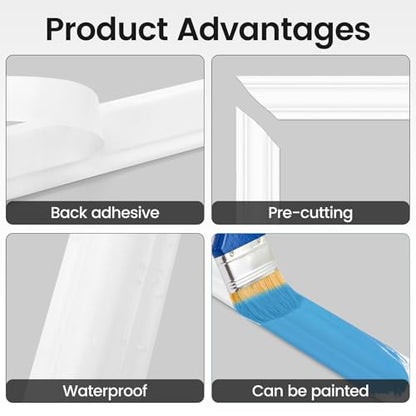 6 Sets Peel and Stick Wall Molding Kit, 16x24 Inch Premade Wainscoting Frames - color: 16''x24''-6pack