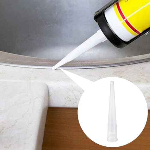 40 Pcs Plastic Caulking Gun Nozzle Tips for Sausage Caulking Gun, Caulk Applicator Tips Extension Nozzle Tool for Caulk Tubes, White
