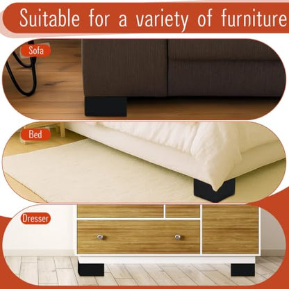 Geelin 4 Pack 4 Inch Wood Furniture Risers L-Shaped Bed Riser, Black - color: Black, size: 4 Inch