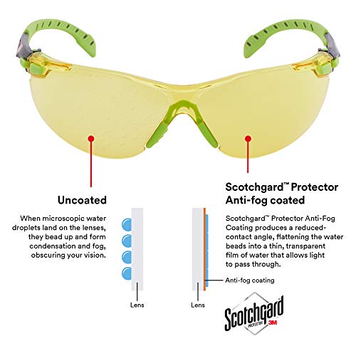 3M Safety Glasses, Solus 1000, Scotchgard Amber Lens, Green/Black Frame - style: Amber Lens, Green Black Frame
