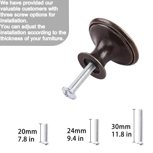 Pack of 6 Flat Round Mushroom Shape Drawer Pulls Anique Broze Furniture Cupboard Zinc Alloy Dresser Knobs Door Window Pull Handles Cabinet Hardware for Closet Wardrobe Pulls with Screws - color: Antique