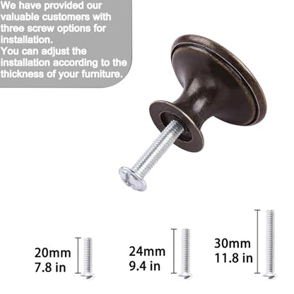 Pack of 6 Flat Round Mushroom Shape Drawer Pulls Anique Broze Furniture Cupboard Zinc Alloy Dresser Knobs Door Window Pull Handles Cabinet Hardware for Closet Wardrobe Pulls with Screws - color: Antique