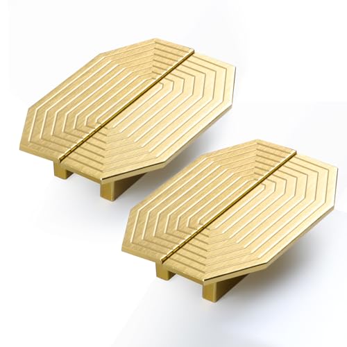 BaiNong 4 Pack Gold Drawer Pulls 3.5" Cabinet Handles Traditional Retro - color: 4 Pack-3.5" Polygon