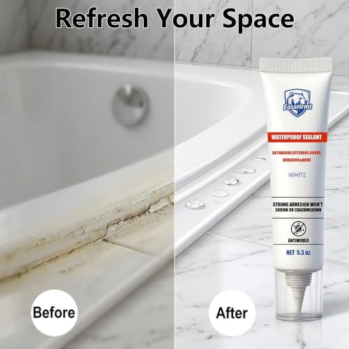 White Silicone Caulk, Waterproof Sealant & Tool Kit, 5.3 Oz