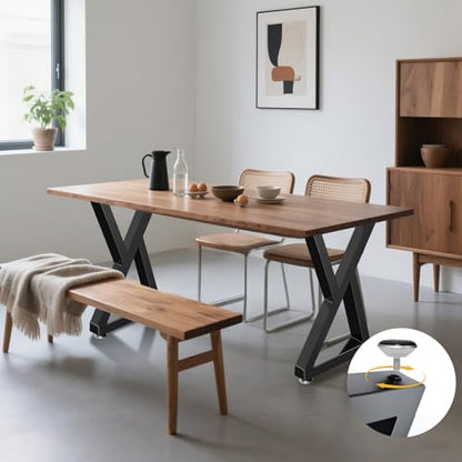 28 Inch Metal Desk/Dining Table Legs, Heavy-Duty Industrial Style Kitchen Table Legs with Adjustable Feet Pads (H28 x W17.7,Black) - size: 28 '' Z Shape