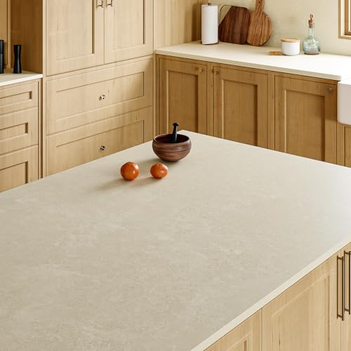 ReWallpaper Limewash Wallpaper Peel and Stick Beige Textured Wallpaper - color: Warm Beige Concrete, size: 15.8in x 10ft