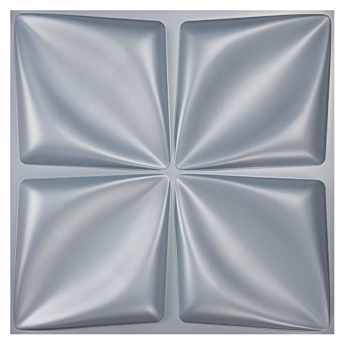 Art3d Matt Grey Silver 3D Wall Panel PVC Flower Design Cover 3 Sq Meter, for Interior Wall Decor in Living Room,Bedroom,Lobby,Office,Shopping Mall - color: Gray