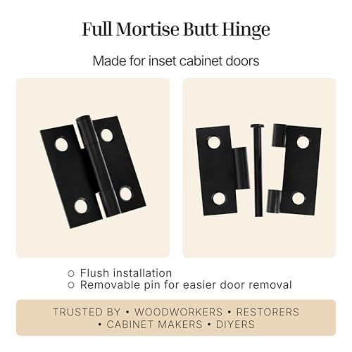 Oil Rubbed Bronze Butt Hinges with Removable Pin - 1-1/2" x 1-1/2" - Pack of 2 - Cabinet Door Hinges - UA-266-HOB (1) - color: Oil Rubbed Bronze