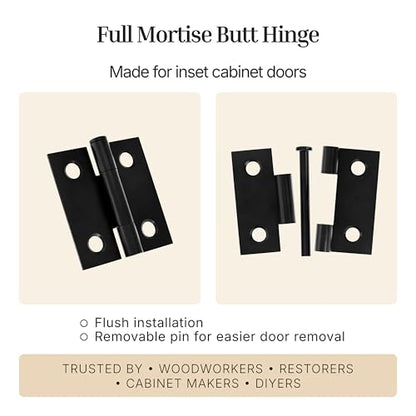 Oil Rubbed Bronze Butt Hinges with Removable Pin - 1-1/2" x 1-1/2" - Pack of 2 - Cabinet Door Hinges - UA-266-HOB (1) - color: Oil Rubbed Bronze