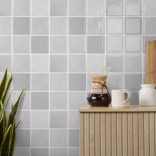 COMSTICKC Thicker Peel and Stick 3D Backsplash Tiles Kitchen Bathroom - color: Light Gray