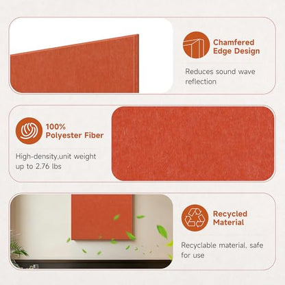 Acoustic Wall Panels,Peel and Stick,47.2"x23.6",4 Pack,Tangerine - color: Warm Tangerine, size: 4 Pack