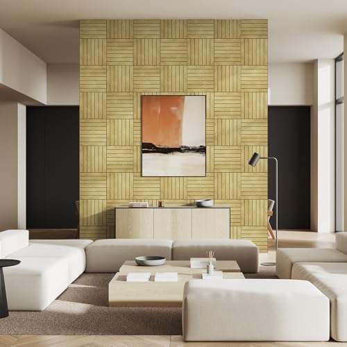 WADILE Peel and Stick Wood Slat Wall Panels 12x12in PVC 30 Pack - color: Light Oak, size: 12"x12" 30PC