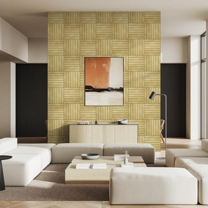 WADILE Peel and Stick Wood Slat Wall Panels 12x12in PVC 30 Pack - color: Light Oak, size: 12"x12" 30PC