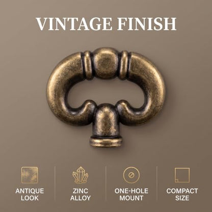 2 Pcs Antique Bronze Ring, Vintage Style Drawer Knob Ring with Back Plate Antique Black Bronze Drawer Pull Dresser Pull Cabinet Knob Kitchen Door Knob Hardware Cabinet Hardware