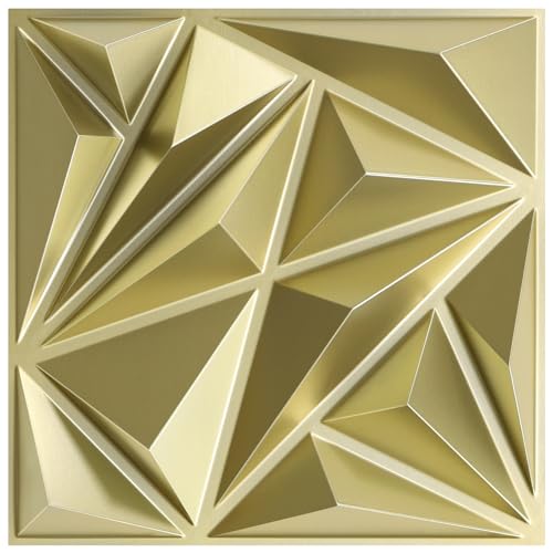 STICKGOO Diamond 3D Wall Panels, Champaign Gold, 12''x12'', 33 Pack - color: Champaign Gold