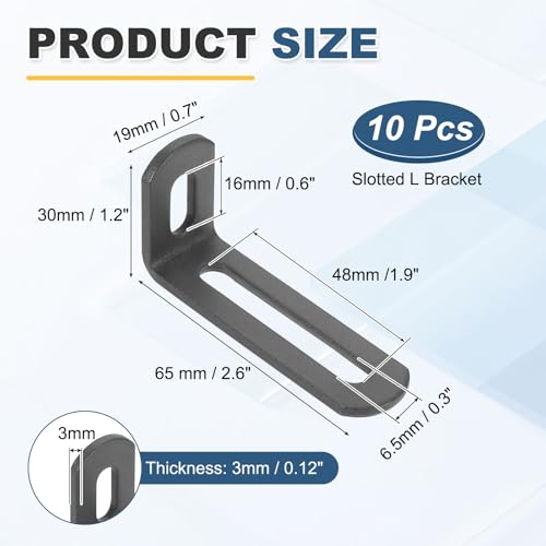 uxcell 10 Pcs Adjustable Right Angle Brackets 2.6"x1.2"x0.7" Deep Grey - color: Deep Grey, size: 2.6"x1.2"x0.7"