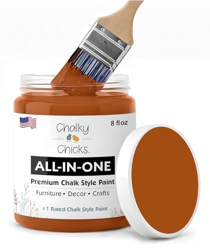 Chalky Chicks Acorn 8 Fl Oz Chalk Paint for Furniture All in One - color: Acorn (Orange), size: 8 Fl Oz (Pack of 1)