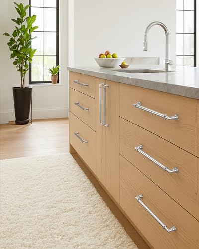 10 Pack 6.3''(160mm) Brushed Satin Nickel Cabinet Pulls, Kitchen Cabinet Handles for Bathroom Cupboard Pulls - color: Brushed Satin Nickel, size: 6.3" Hole Center
